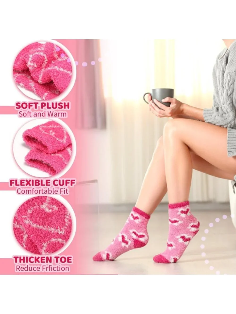 50 Pairs Cozy Christmas Fuzzy Socks - Holiday Gift Bundle for Women & Men